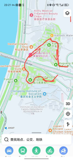 Mapa de la ruta en Xiahaoli